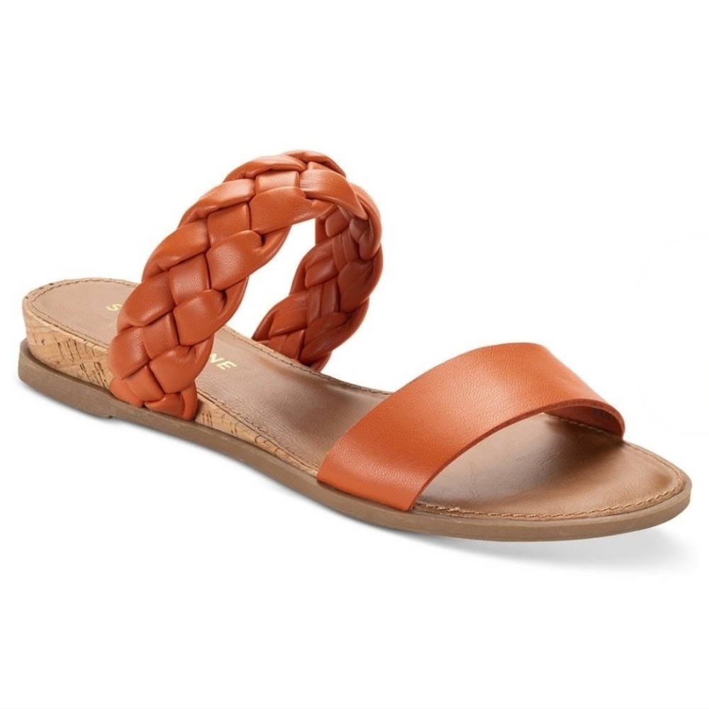 Sun + Stone Women's Easten Slide Sandals Papaya Woven Size 7.5M